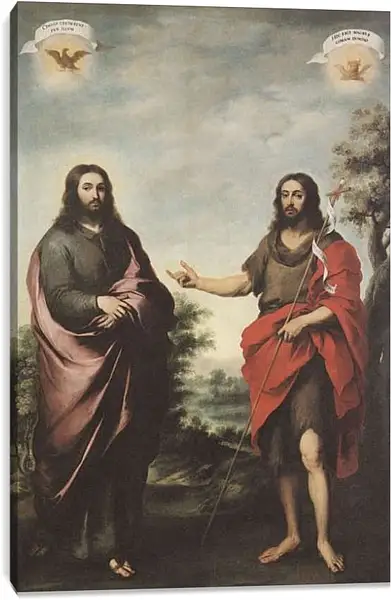 Постер на подрамнике - Святой Иоанн Креститель указывает на Христа. Бартоломе Эстебан Мурильо