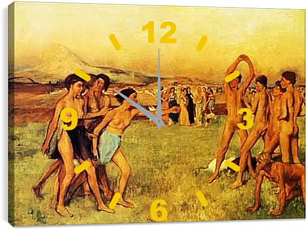 Часы картина - Petites filles spartiates provoquant des garcons. Эдгар Дега