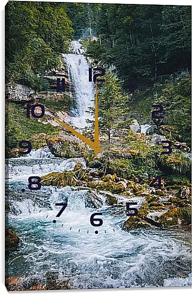 Часы картина - Водопад в лесу