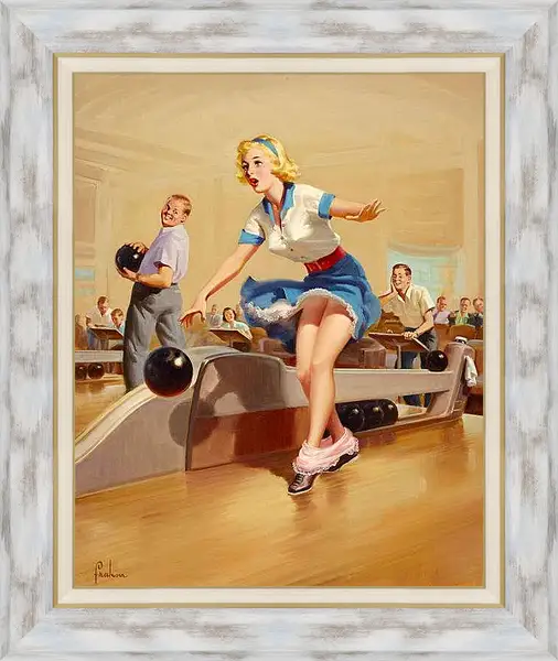 Картина в раме - Боулинг (стиль пин ап)