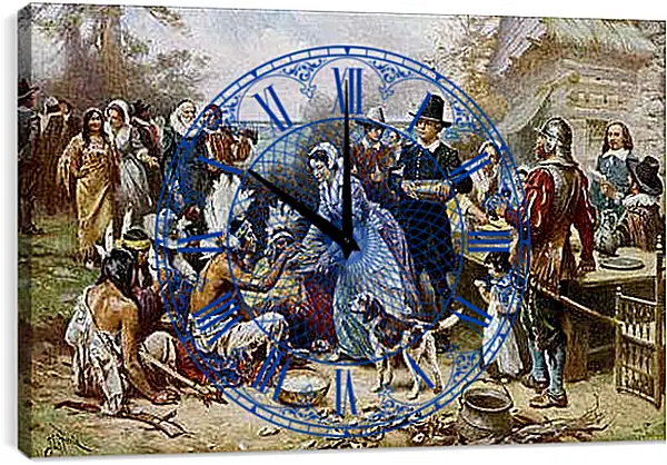 Часы картина - The First Thanksgiving. Жан-Леон Жером