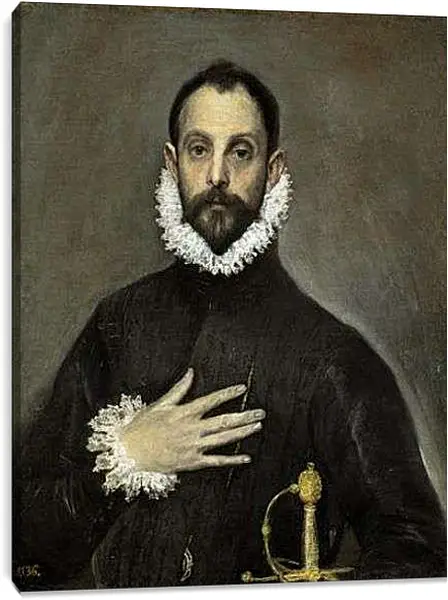 Постер на подрамнике - The Nobleman with his Hand on his Chest. Эль Греко