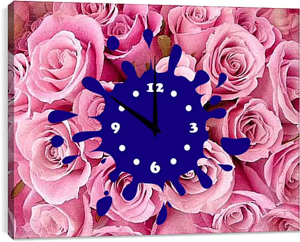 Часы картина - Букет розовых роз