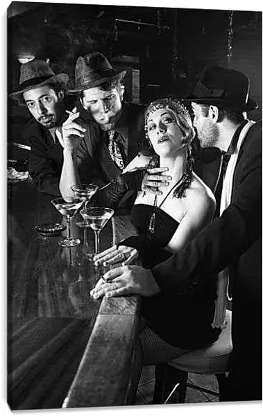 Постер на подрамнике - Дама в окружении кавалеров