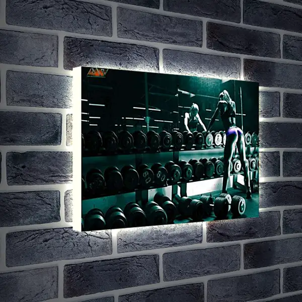 Лайтбокс световая панель - Блондинка в спортзале