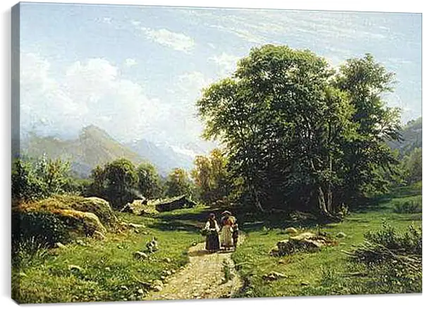 Постер на подрамнике - Швейцарский пейзаж. Иван Шишкин