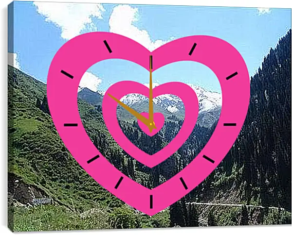 Часы картина - Горы Алматы