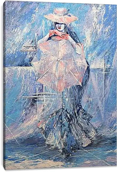 Постер на подрамнике - Девушка с зонтом