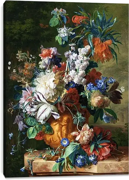 Постер на подрамнике - Букет цветов в урне. Ян ван Хёйсум