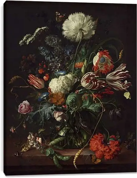 Постер на подрамнике - Ваза с цветами - натюрморт. Ян Хем Давидс Де