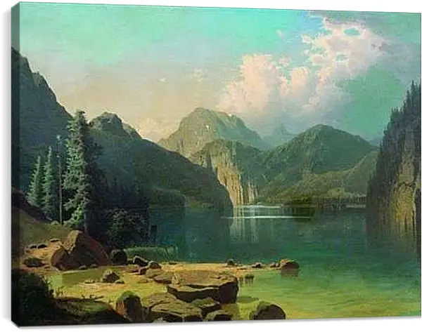 Постер на подрамнике - Горное озеро. Мещерский Арсений