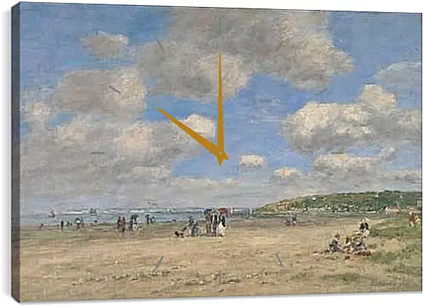 Часы картина - The Beach at Tourgeville-les-Sablons. Эжен Буден