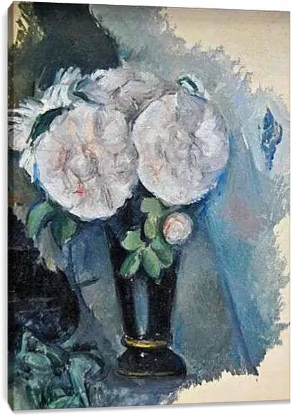 Постер на подрамнике - Flowers in a Blue Vase. Поль Сезанн