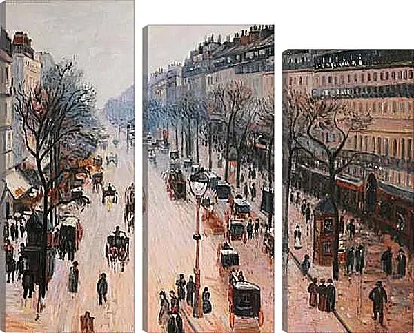 Модульная картина - Бульвар Монмартр зимним утром. Камиль Писсарро