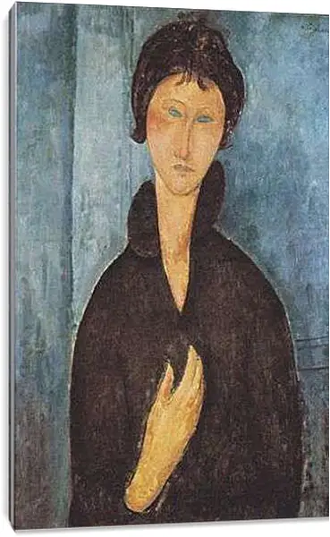 Постер на подрамнике - Die frau mit blauen augen. Женщина с голубыми глазами. Амедео Модильяни