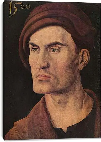 Постер на подрамнике - Portraet eines jungen Mannes. Портрет молодого человека. Альбрехт Дюрер