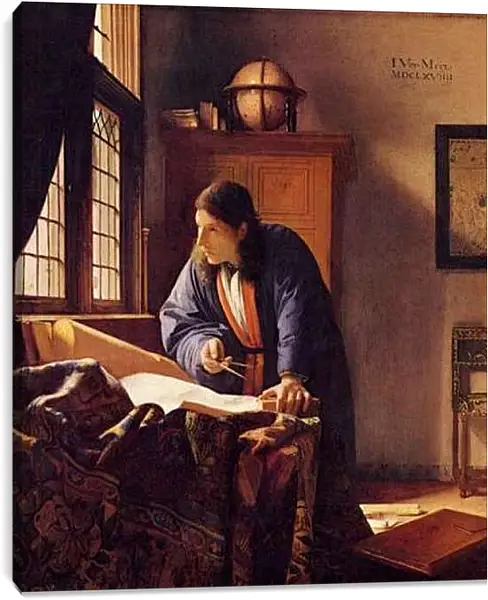 Постер на подрамнике - Географ 2 (1669) Ян (Йоханнес) Вермеер