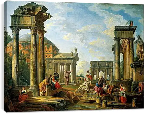 Постер на подрамнике - Римские руины. Джованни Паоло Панини