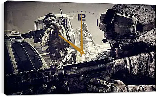 Часы картина - battlefield 3, soldiers, machine