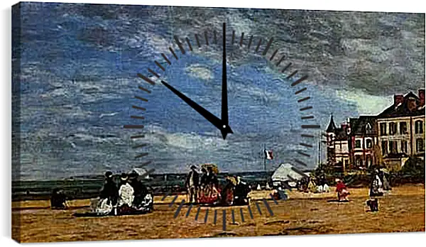 Часы картина - Der Strand von Trouville. Эжен Буден