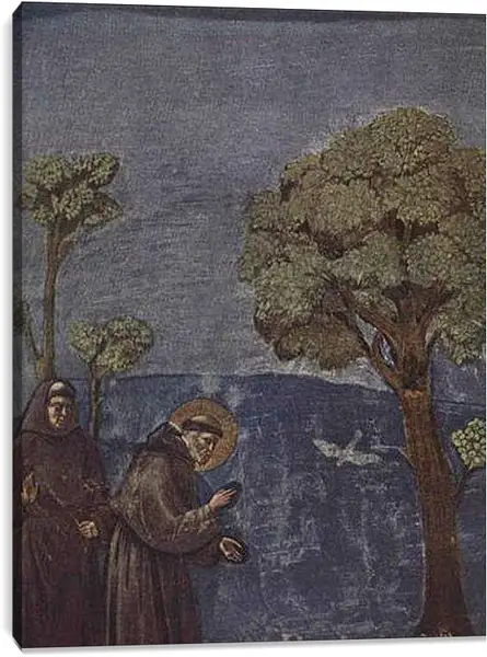 Постер на подрамнике - Проповедь Святого Франциска птицам. Фрагмент. Джотто ди Бондоне