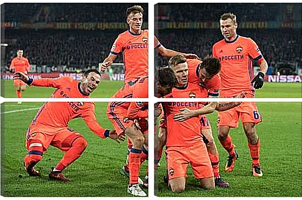 Модульная картина - Празднование гола. ФК ЦСКА Москва. FC CSKA Moscow