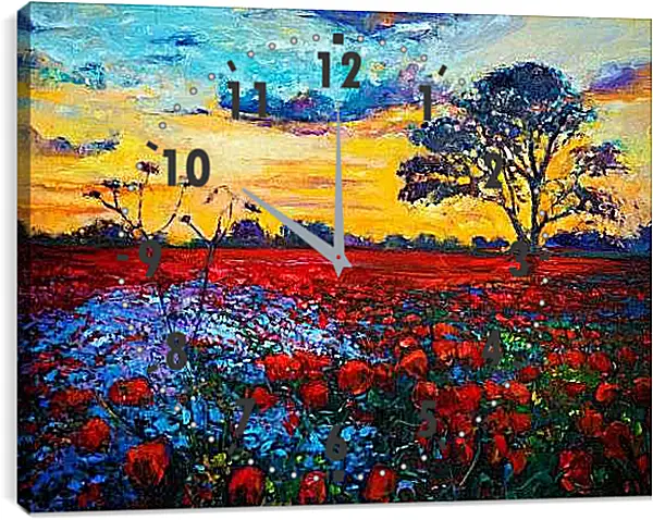 Часы картина - Маковое поле