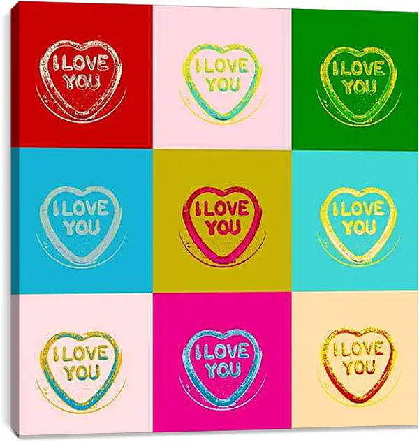 Постер на подрамнике - I love you, Поп-арт
