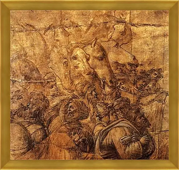 Картина в раме - Adoration of the three magi (fragment of a draft) Сандро Боттичелли