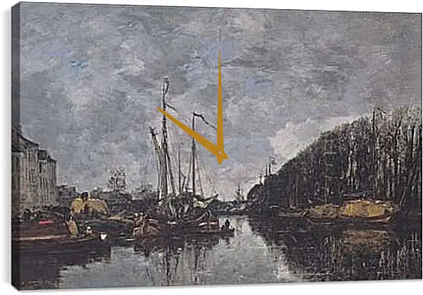 Часы картина - Kanal an der Allee Verte in Brussel. Эжен Буден