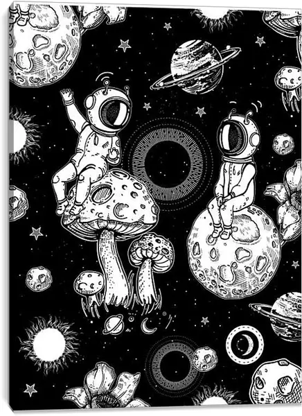 Постер на подрамнике - Астронавты в космосе