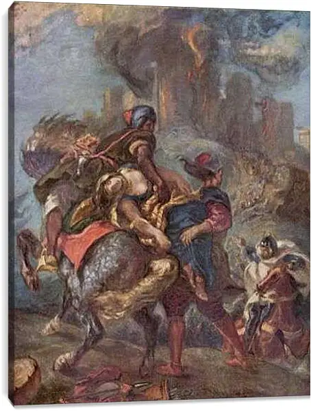 Постер на подрамнике - The Abduction of Rebecca. Эжен Делакруа