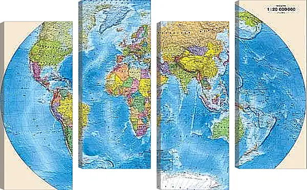 Модульная картина - Карта мира политическая