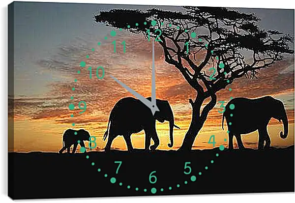 Часы картина - Слоны