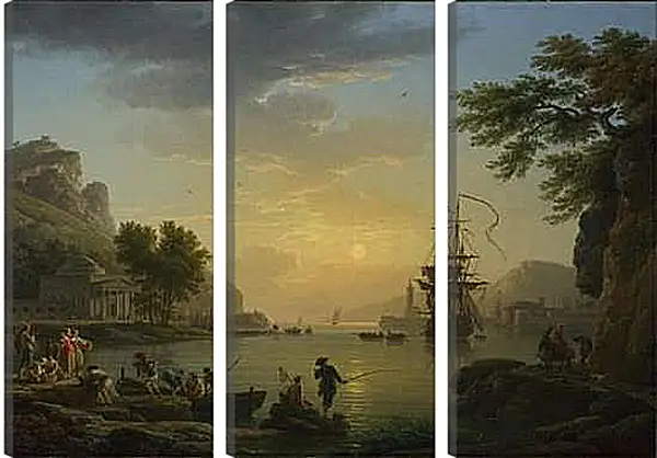 Модульная картина - A Landscape at Sunset. Клод Жозеф Верне