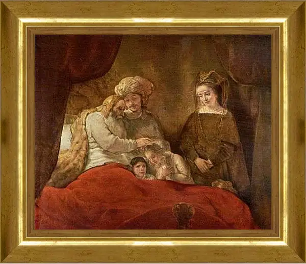 Картина в раме - Jacob Blessing The Sons Of Joseph. Рембрандт