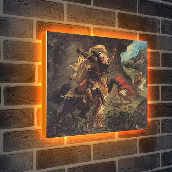 Лайтбокс световая панель - Tiger Hunt. Эжен Делакруа