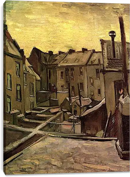 Постер на подрамнике - Backyards of Old Houses in Antwerp in the Snow. Винсент Ван Гог