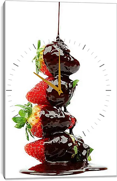 Часы картина - Пирамида из клубники. Сладкое искушение.
