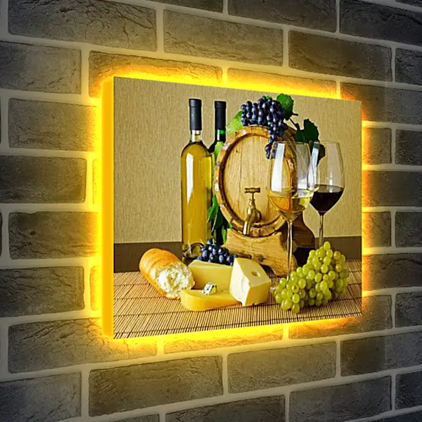 Лайтбокс световая панель - Бочка с вином. Винный натюрморт.