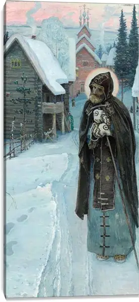 Постер на подрамнике - Труды преподобного Сергия правая часть (триптих) Нестеров Михаил