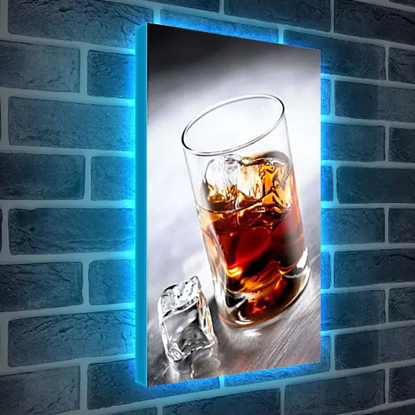 Лайтбокс световая панель - Кубики льда в бокале. Вечерний Дижестив.