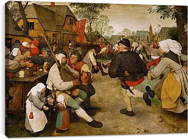 Постер на подрамнике - Крестьянский танец. Брейгель Питер Старший