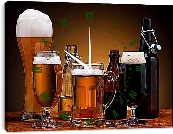 Часы картина - Разливное пиво. Пенное Разнообразие.