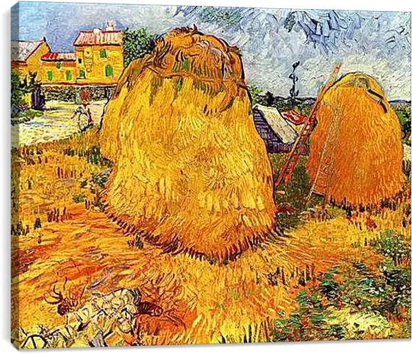 Постер на подрамнике - Haystacks in Provence. Винсент Ван Гог