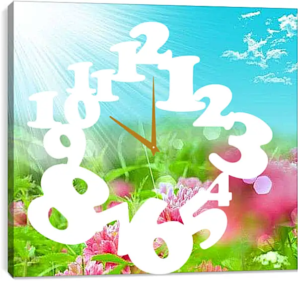 Часы картина - Пионы