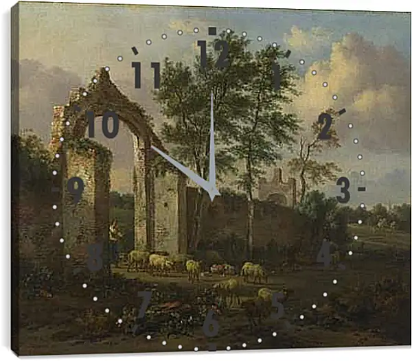 Часы картина - A Landscape with a Ruined Archway. Ян Вейнантс