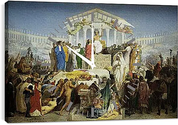 Часы картина - The Age of Augustus - The Birth of Christ. Жан-Леон Жером