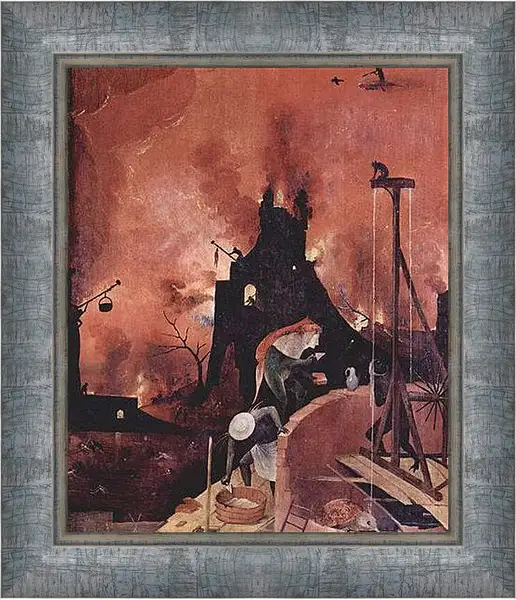 Картина в раме - Heuwagen, Triptychon, rechter Flugel - Die Holle. Иероним Босх