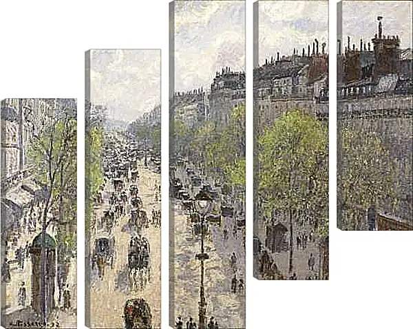 Модульная картина - Бульвар Монмартр. Весеннее утро. Камиль Писсарро